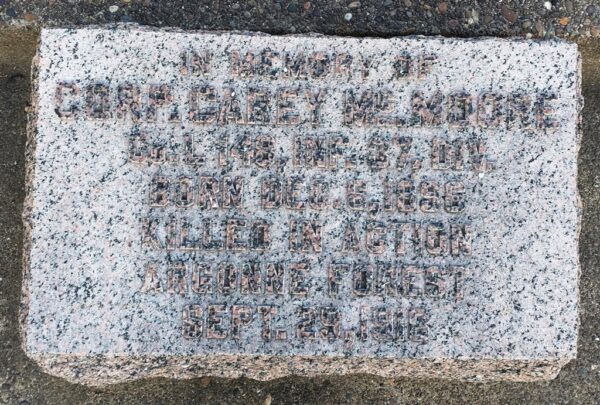 CORP. CAREY MC. MOORE WAR MEMORIAL TABLET