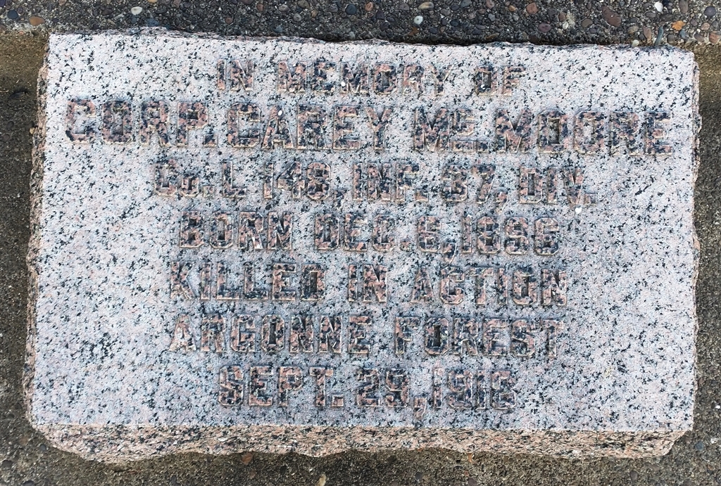 CORP. CAREY MC. MOORE WAR MEMORIAL TABLET