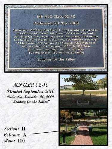 MILITARY POLICE ALC CLASS 02-10 MEMORIAL TREE AND PLAQUE