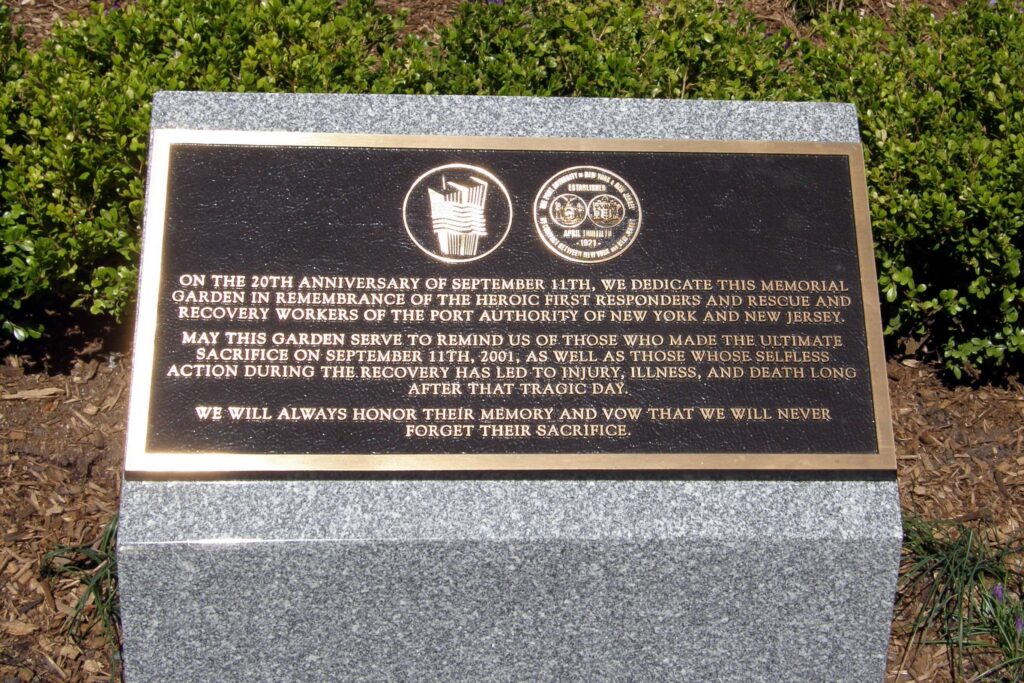 FIRST REPONDERS MEMORIAL GARDEN PLAQUE