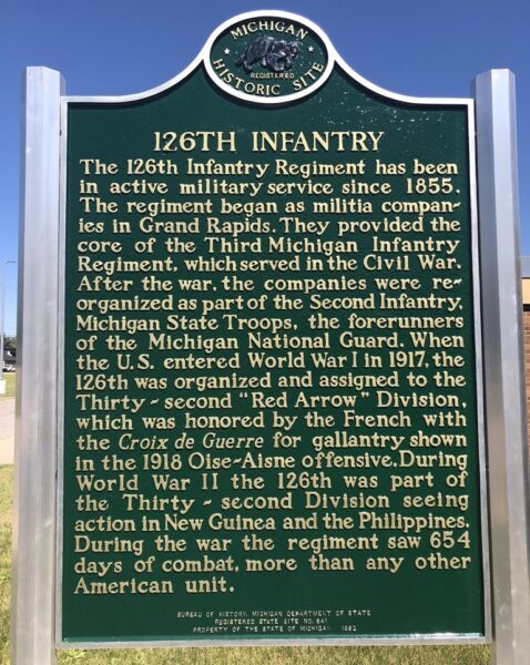 126TH INFANTRY WAR MEMORIAL MARKER FRONT