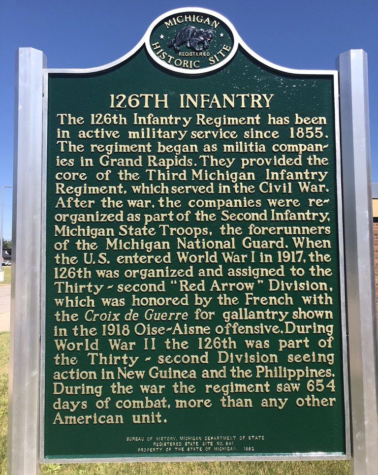126TH INFANTRY WAR MEMORIAL MARKER FRONT