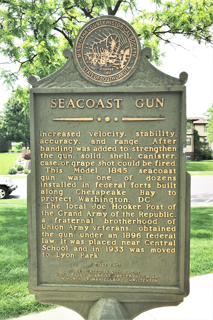 SEACOAST GUN WAR MEMORIAL MARKER BACK