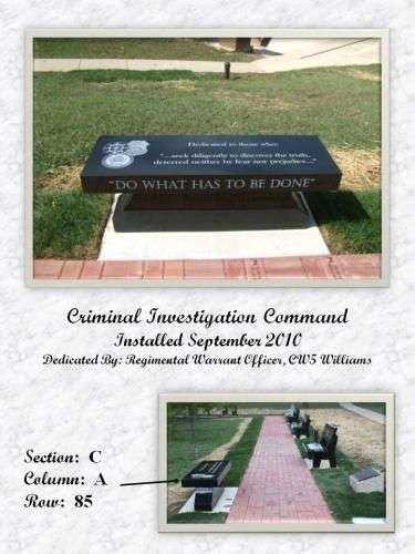 U.S. ARMY CRIMINAL INVESTIGATION COMMAND MEMORIAL BENCH