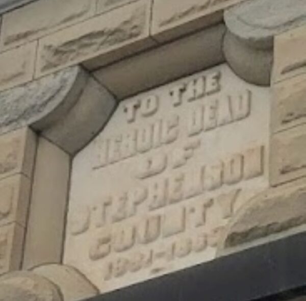 STEPHENSON COUNTY HEROIC DEAD MONUMENT DEDICATION STONE