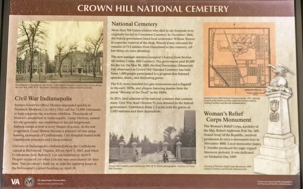 CROWN HILL NATIONAL CEMETERY MEMORIAL PANEL