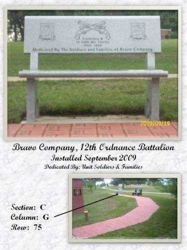 BRAVO COMPANY, 12TH ORDNANCE BATTALION MEMORIAL BENCH