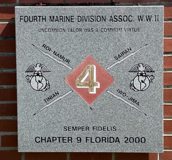 FOURTH MARINE DIVISION ASSOC. W.W.II MEMORIAL TABLET