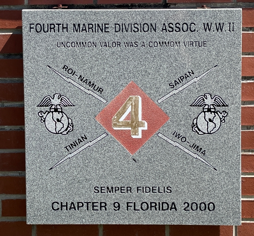 FOURTH MARINE DIVISION ASSOC. W.W.II MEMORIAL TABLET