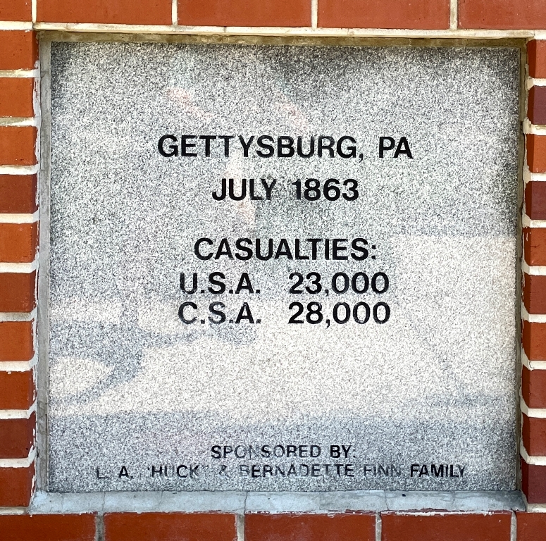 GETTYSBURG, PA JULY 1863 WAR MEMORIAL TABLET