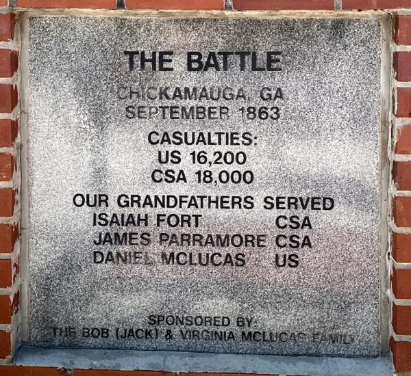 THE BATTLE CHICKAMAUGA, GA WAR MEMORIAL TABLET
