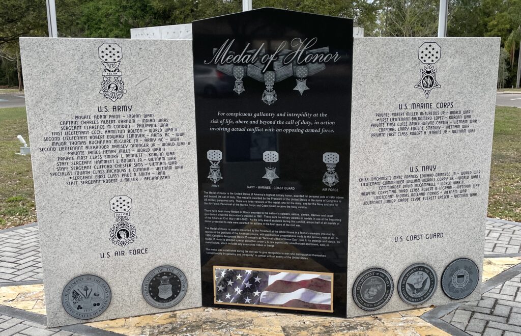 HILLSBOROUGH COUNTY MEDAL OF HONOR WAR MEMORIAL FRONT