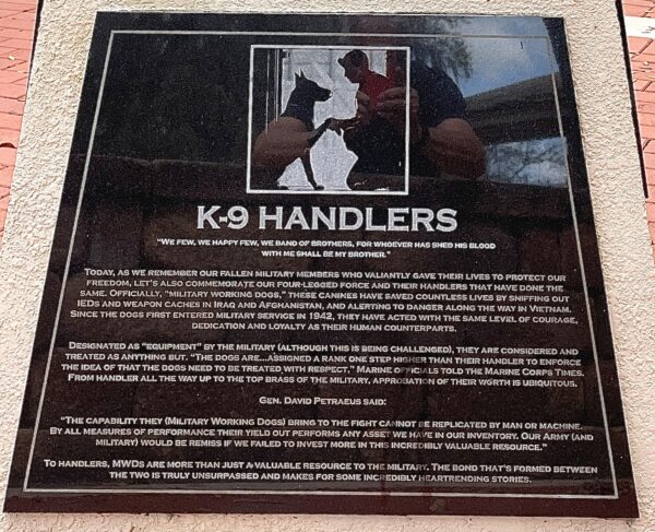 K-9 CORPS WAR MEMORIAL PLAQUE B