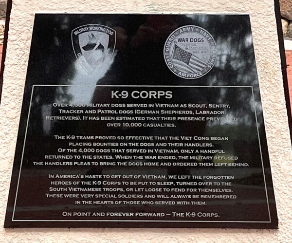 K-9 CORPS WAR MEMORIAL PLAQUE A