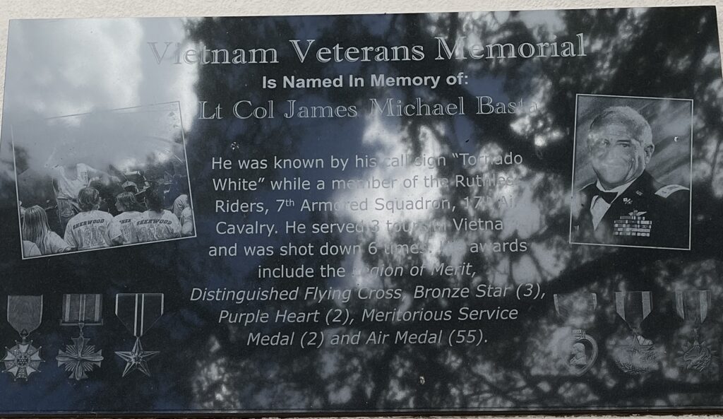 LT COL JAMES MICHAEL BASTA VIETNAM VETERANS MEMORIAL PLAQUE