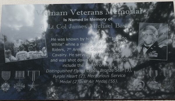LT COL JAMES MICHAEL BASTA VIETNAM VETERANS MEMORIAL PLAQUE