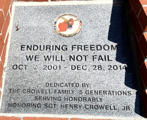 OCALA ENDURING FREEDOM WAR MEMORIAL TABLET