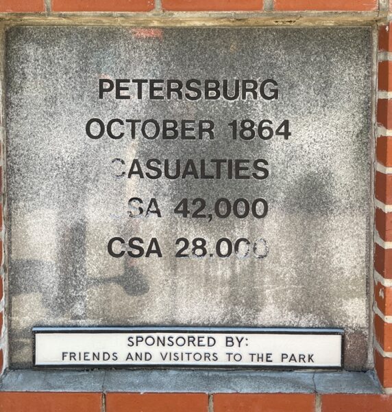 PETERSBURG OCTOBER 1864 WAR MEMORIAL TABLET