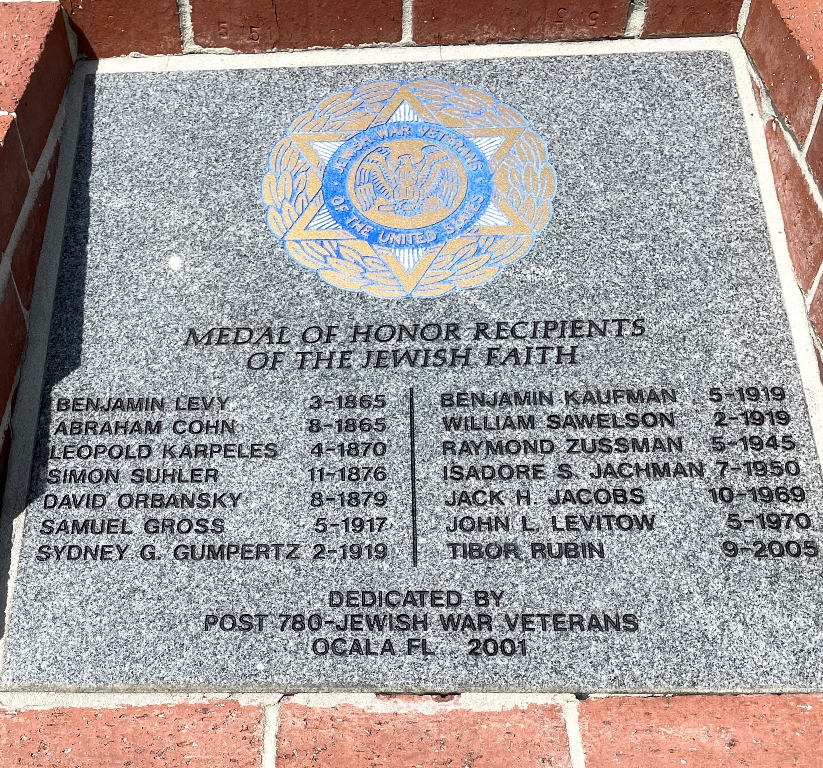 MEDAL OF HONOR RECIPIENTS OF THE JEWISH FAITH MEMORIAL TABLET