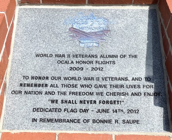 OCALA HONOR FLIGHTS WORLD WAR II VETERANS MEMORIAL TABLET