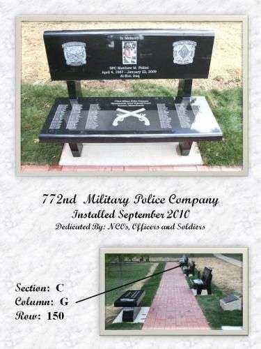772ND MILITARY POLICE COMPANY MEMORIAL BENCH