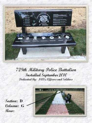 728TH MILITARY POLICE BATTALION MEMORIAL BENCH