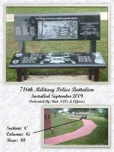 716TH MILITARY POLICE BATTALION MEMORIAL BENCH