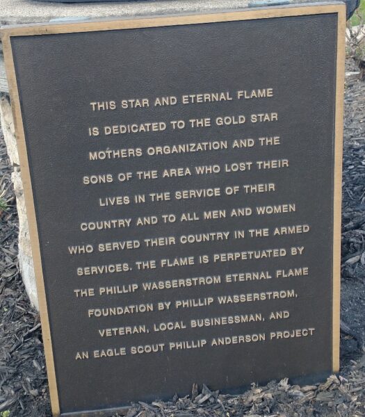 THIS STAR ANDE ETERNAL FLAME WAR MEMORIAL PLAQUE