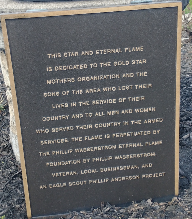 THIS STAR ANDE ETERNAL FLAME WAR MEMORIAL PLAQUE