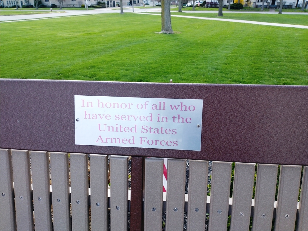 UNITED STATES ARMED FORCES VETERANS MEMORIAL BENCH PLAQUE
