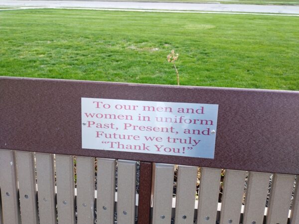 “THANK YOU” VETERANS MEMORIAL BENCH PLAQUE