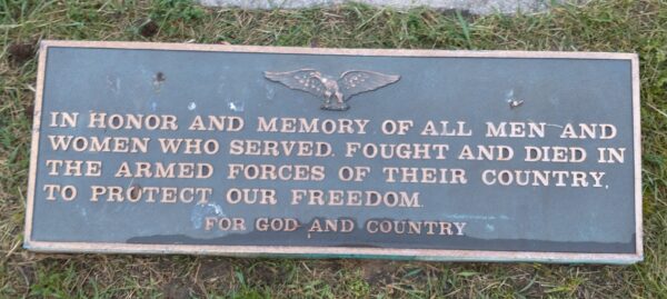 SAINT PETER’S CATHOLIC CEMETERY VETERANS MEMORIAL PLAQUE
