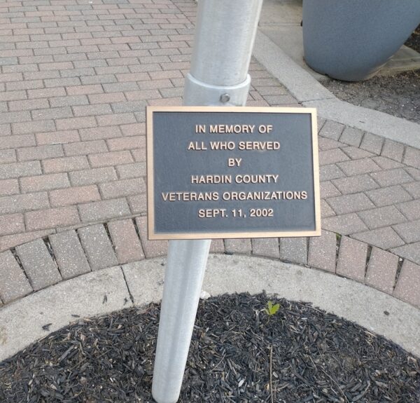 HARDIN COUNTY ALL VETERANS MEMORIAL FLAGPOLE PLAQUE