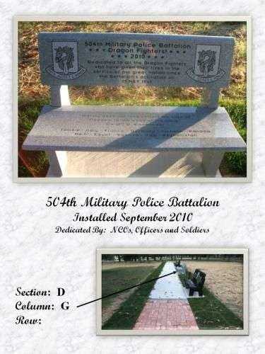 504TH MILITARY POLICE BATTALION MEMORIAL BENCH