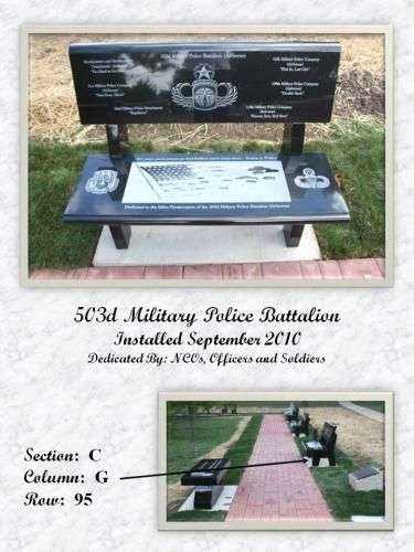 503D MILITARY POLICE BATTALION MEMORIAL BENCH