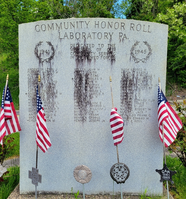 LABORATORY PA. COMMUNITY HONOR ROLL MEMORIAL FRONT