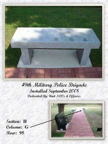 49TH MILITARY POLICE BRIGADE MEMORIAL BENCH