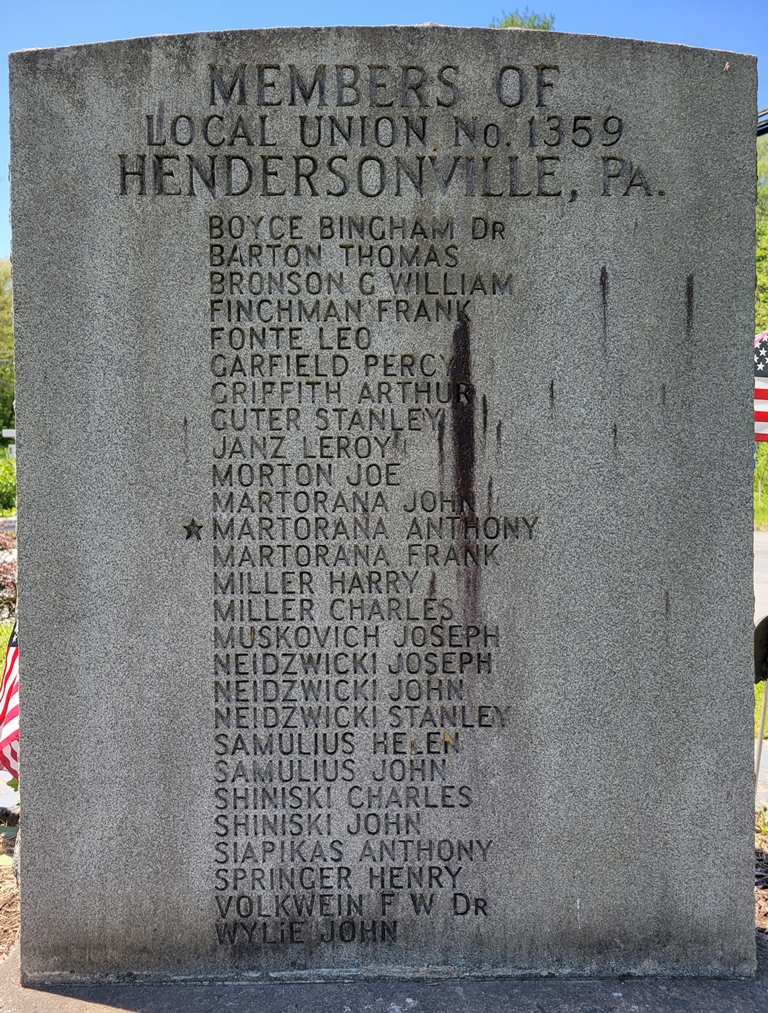 HENDERSONVILLE, PA. LOCAL UNION NO. 1359 WAR MEMORIAL