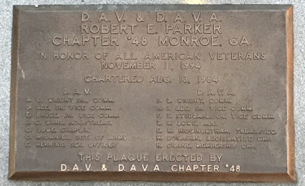 D.A.V. CHAPTER 48 IN HONOR OF ALL AMERICAN VETERANS MEMORIAL PLAQUE