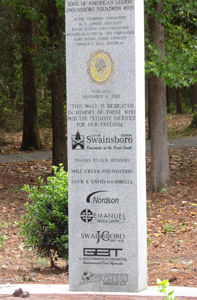 SWAINSBORO WAR VETERANS MEMORIAL STONE A
