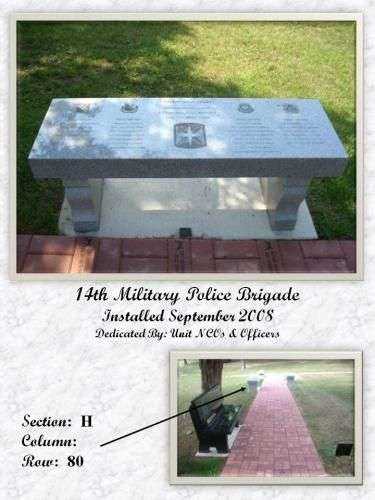 14TH MILITARY POLICE BRIGADE MEMORIAL BENCH