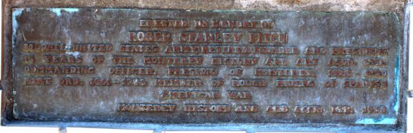 ROGER STANLEY FITCH WAR MEMORIAL FOUNTAIN PLAQUE