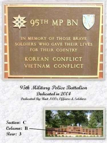 95TH MILITARY POLICE BATTALION MEMORIAL PLAQUE