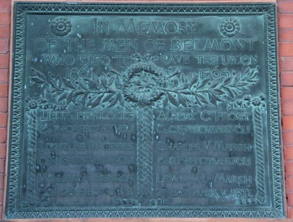IN MEMORY OF THE MEN OF BELMONT WAR MEMORIAL PLAQUE