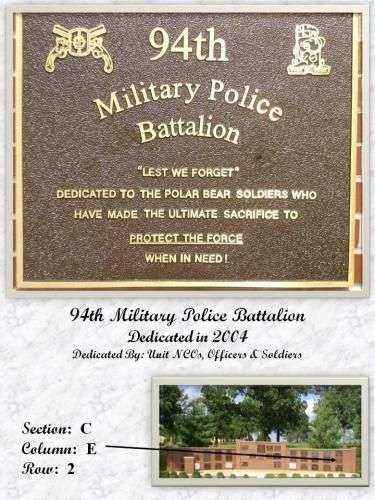 94TH MILITARY POLICE BATTALION MEMORIAL PLAQUE