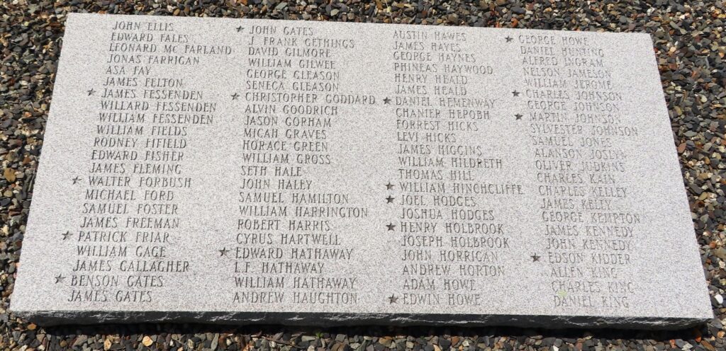 TOWN OF BARRE CIVIL WAR MEMORIAL TABLET B