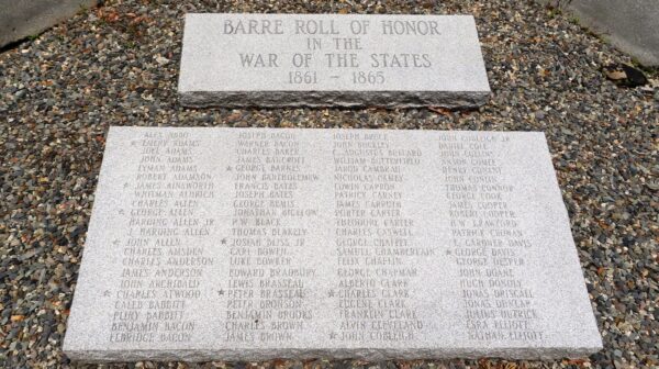 TOWN OF BARRE CIVIL WAR MEMORIAL TABLET A