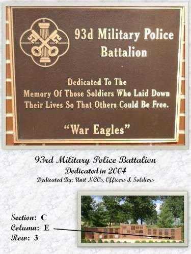 93D MILITARY POLICE BATTALION MEMORIAL PLAQUE