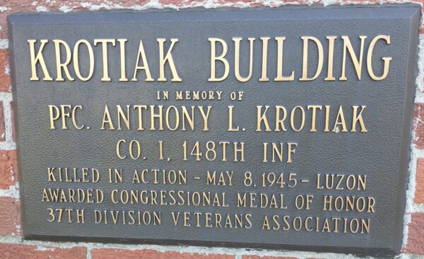 KROTIAK BUILDING MEDAL OF HONOR WAR MEMORIAL PLAQUE