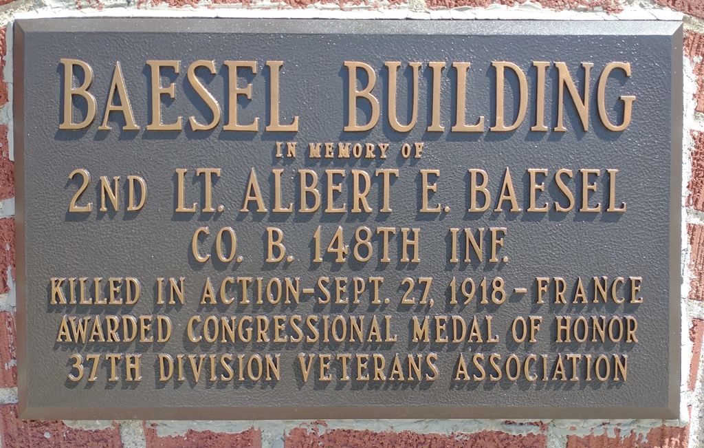 BAESEL BUILDING MEDAL OF HONOR WAR MEMORIAL PLAQUE